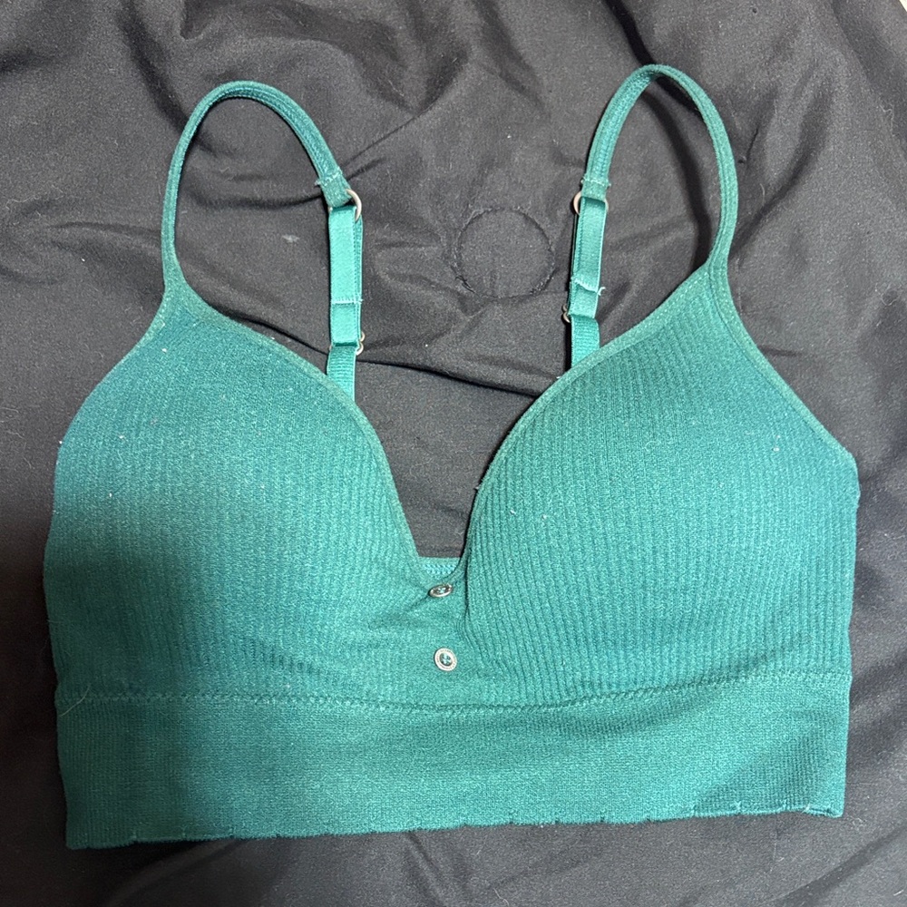 Dark Green Ribbed Bralette